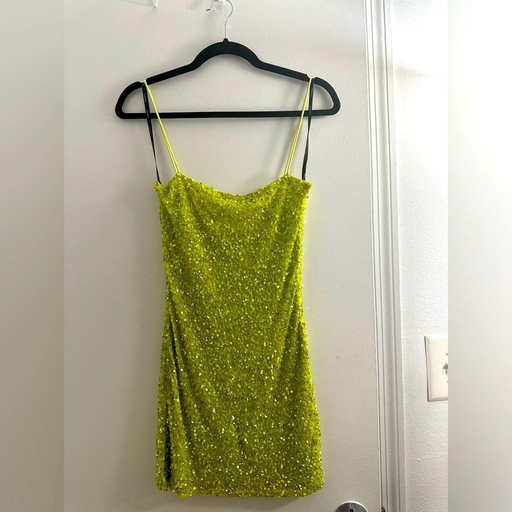 retrofete lime green sequin dress